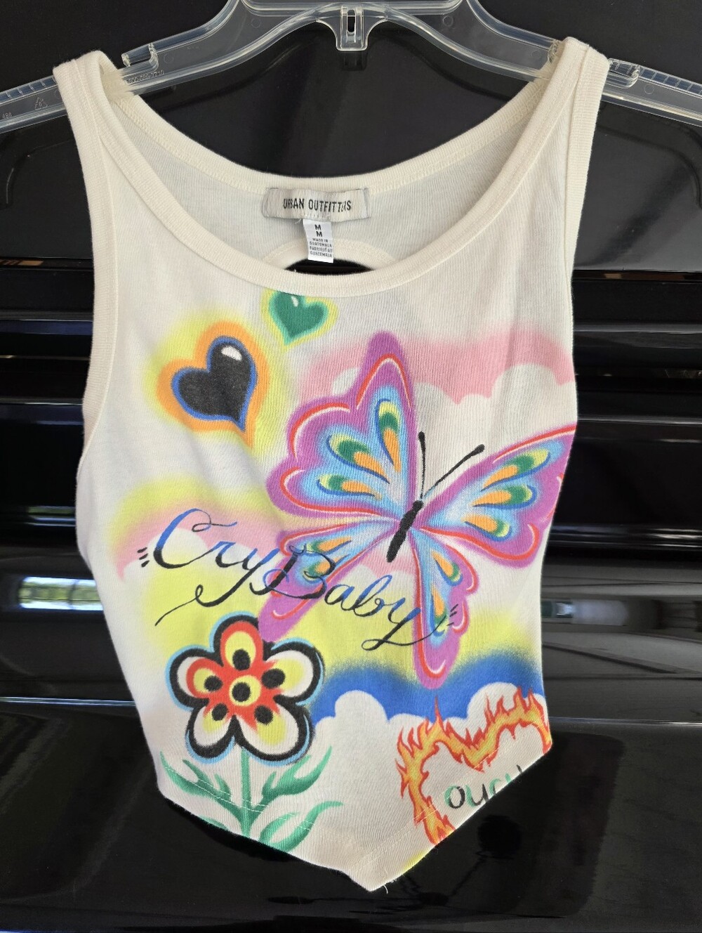Urban Outfitters "Cry Baby" Fiona Tie Back Butterfly Graphic Tank Top Multi